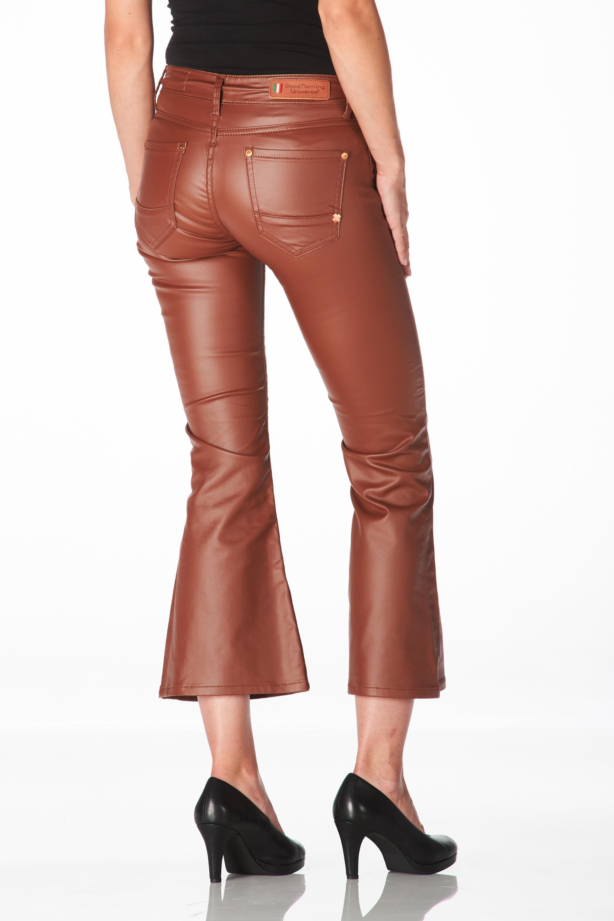 Belly fake leather cropped tobacco