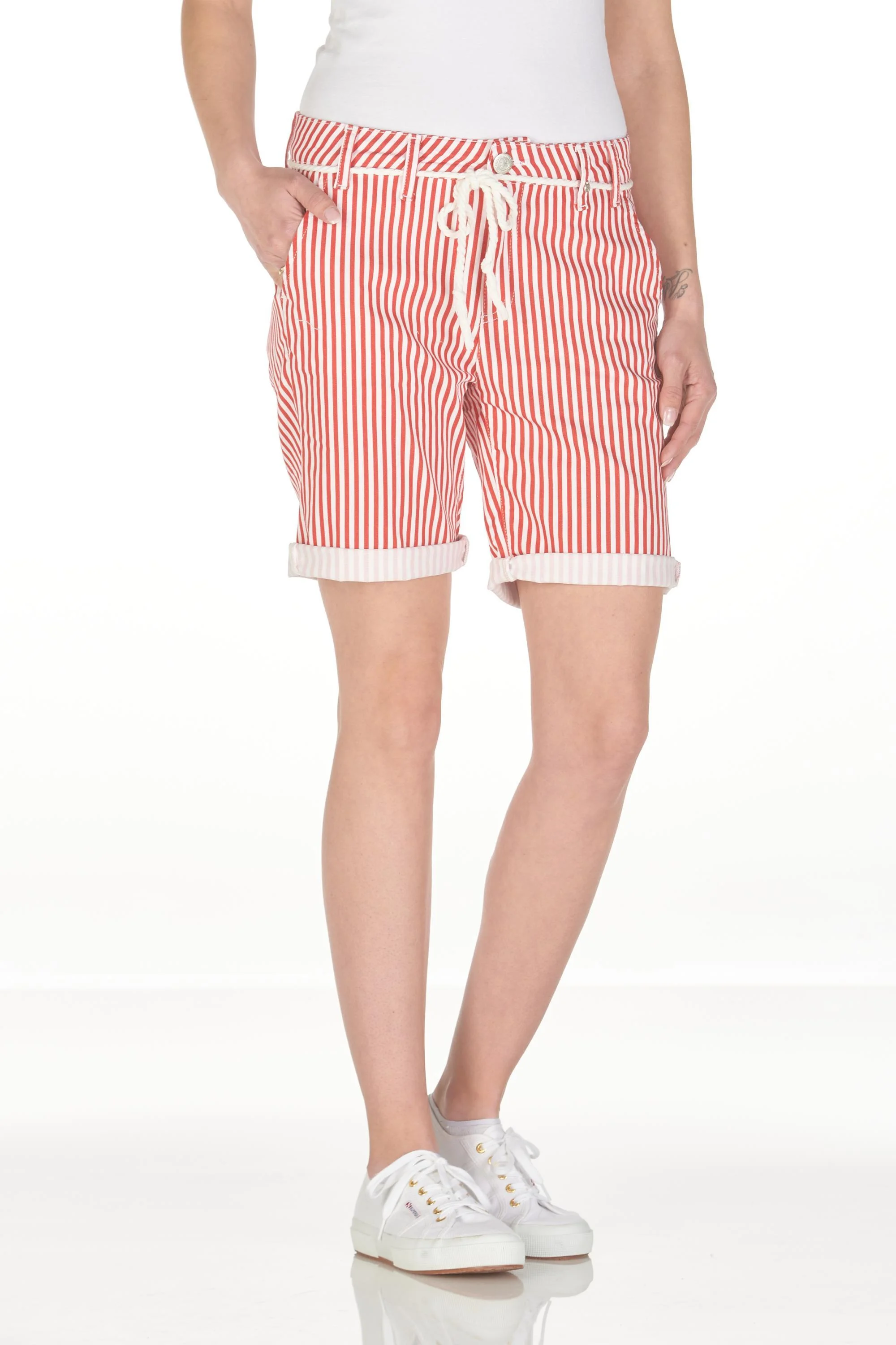 Naples chino short red stripe