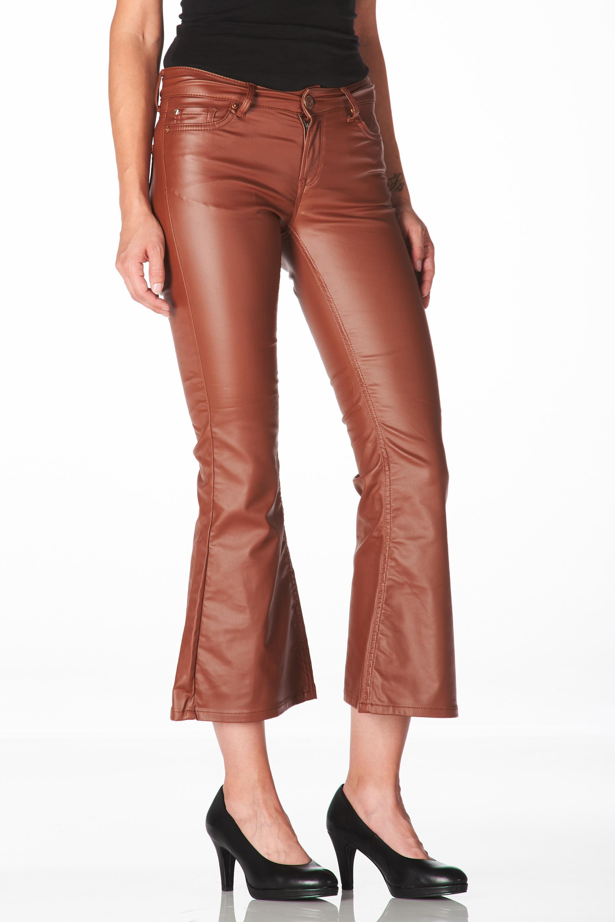 Belly fake leather cropped tobacco